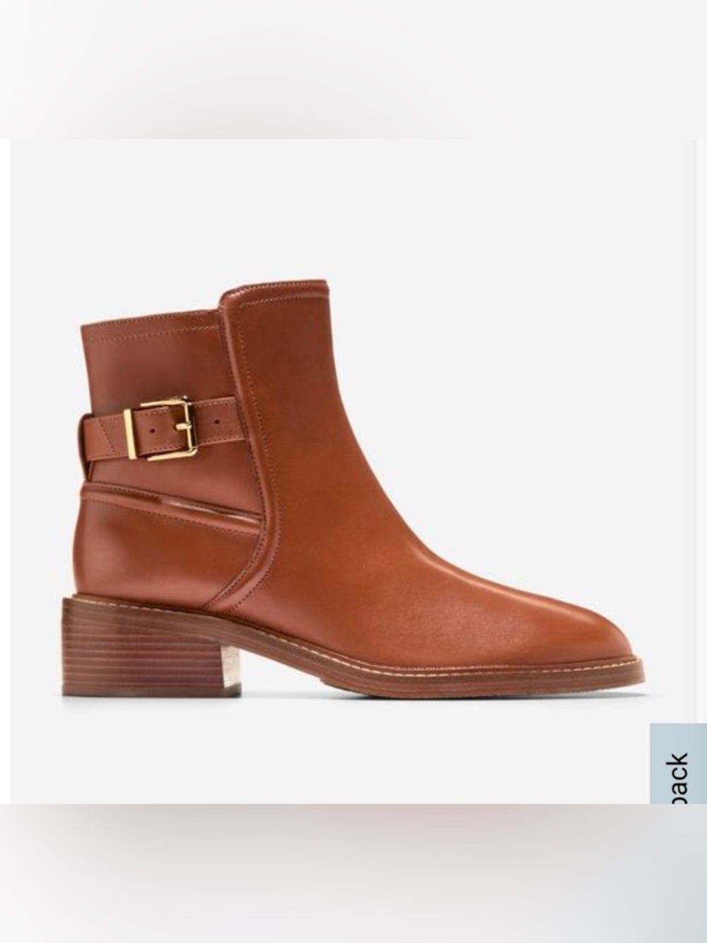 Cole Haan Tan Leather Ankle Boot with Gold Buckle